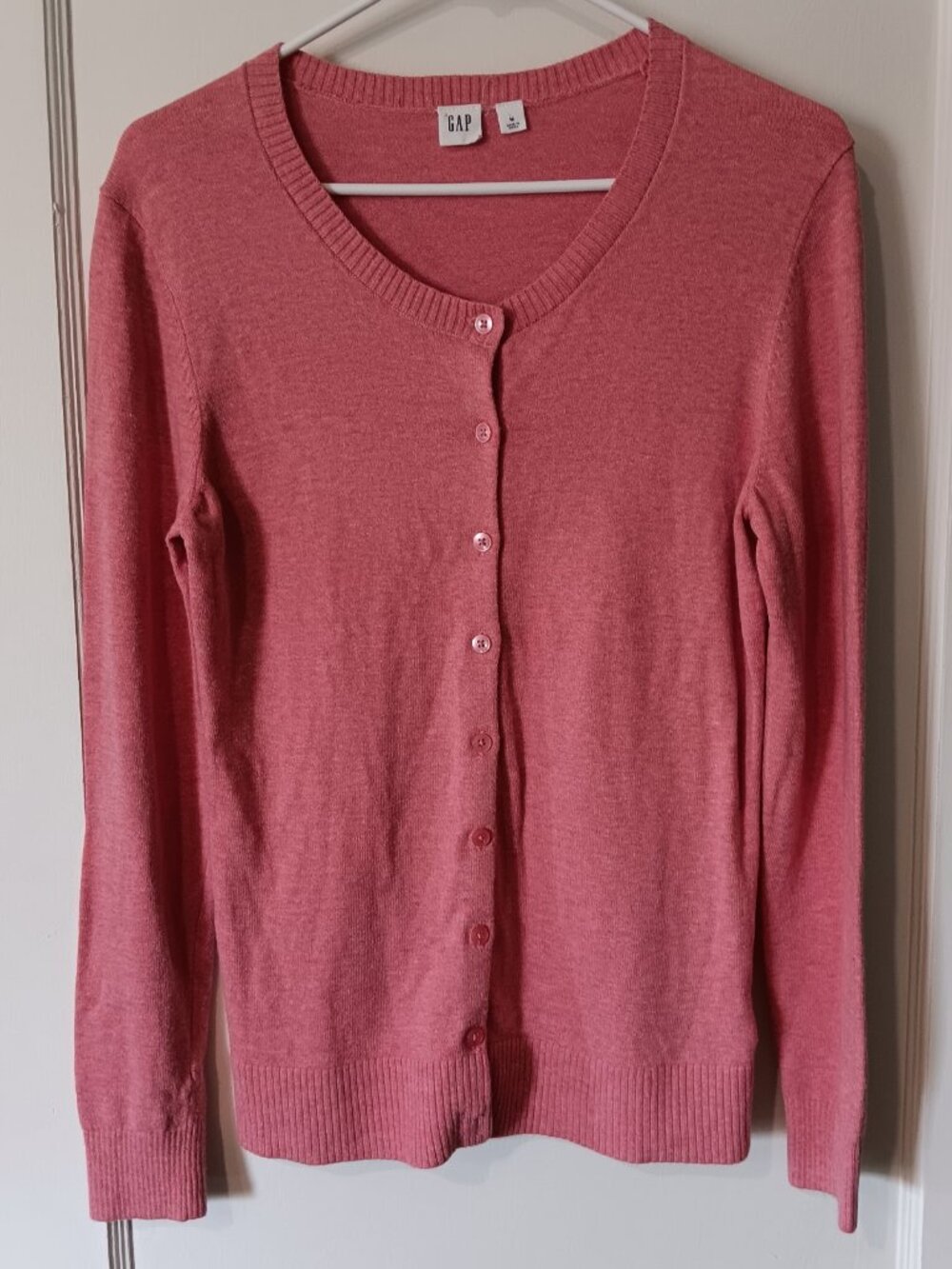 Gap Dusty Pink Fine Knit Cardigan M Cottage Preppy Downtowngirl
